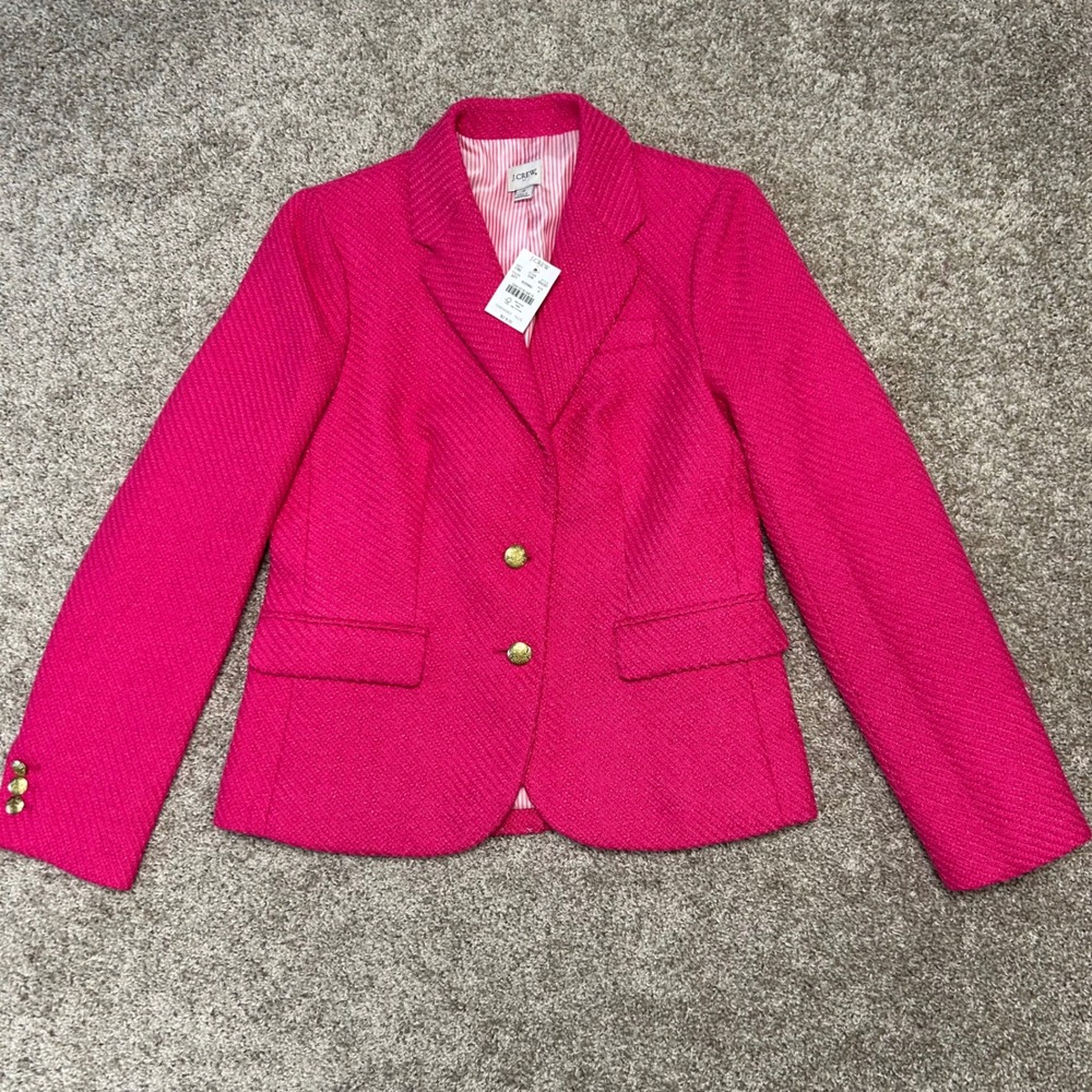 NWT J.Crew Tweed Schoolboy Blazer Sweet Fuchsia Women Size 4 Pink‎ BW287 Classic - Picture 8 of 11